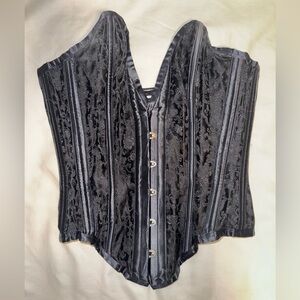 Black Floral Print Corset Top